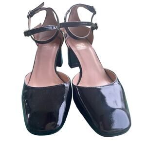 Kurt Geiger patent leather block heel pumps double ankle strap  size 7.5 (38)